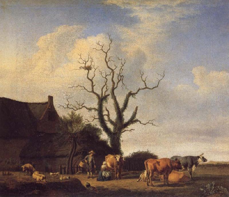VELDE, Adriaen van de A Farm with a Dead Tree oil painting picture